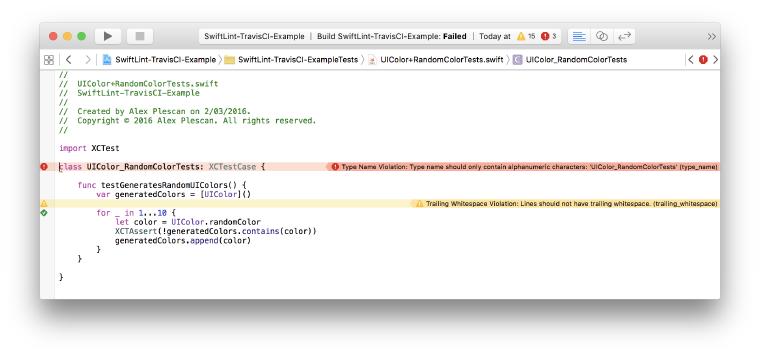 Inline SwiftLint hints