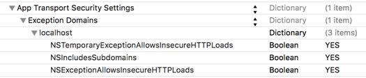 App Transport Security info.plist screenshot